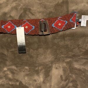Kensie Red and Blue Beaded Belt